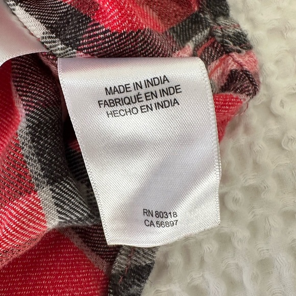 Lucky Brand Shirt Mens Large L Red Flannel Plaid Long Sleeve Button Up Cotton - Picture 5 of 8